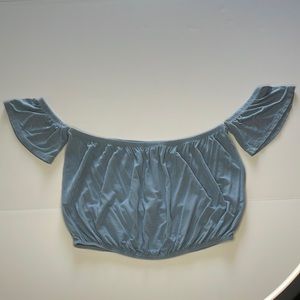 1072- Ivy and Main crop top in light denim blue- Large